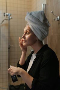Woman applying cream